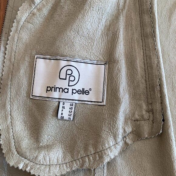 Primo Pelle all leather shirt/jacket, EUC, unlined, Sz M, sage green, minimalist - Picture 10 of 15